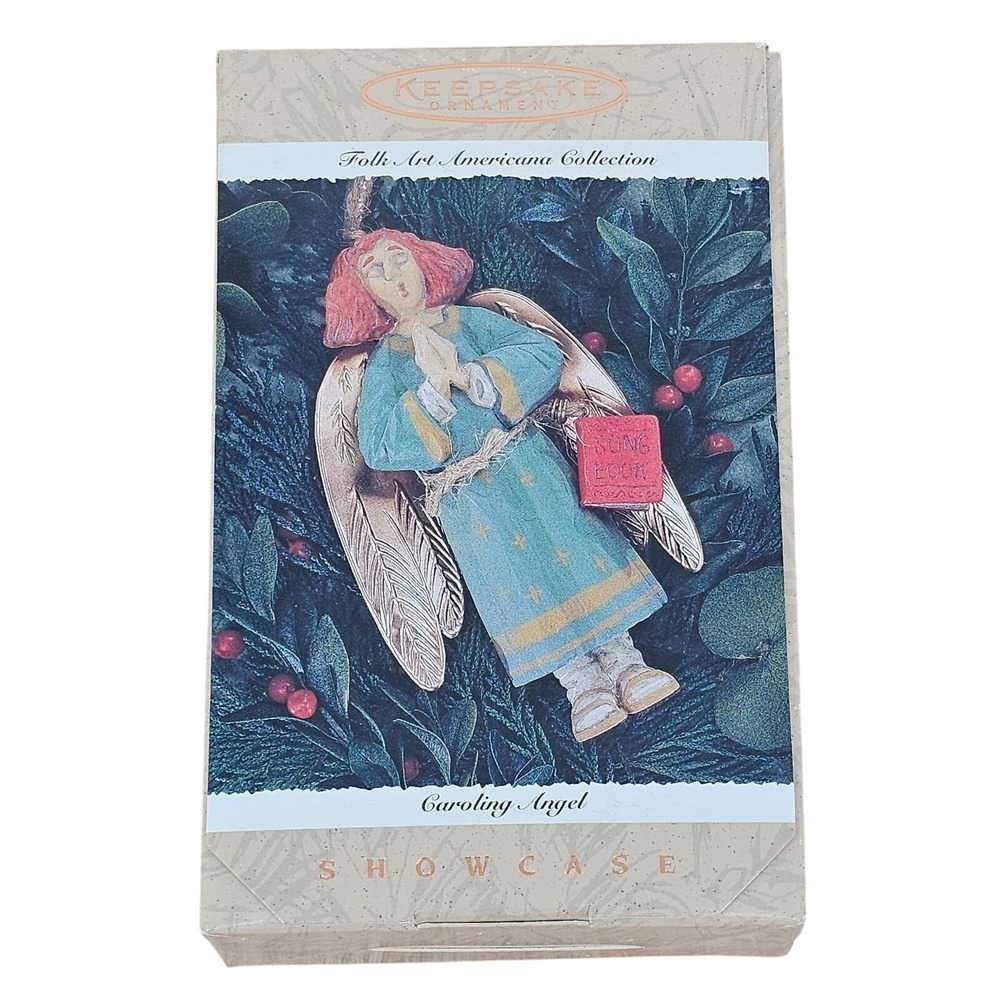 Hallmark Keepsake Christmas Ornament Folk Art Caroling Angel 1996 Vintage